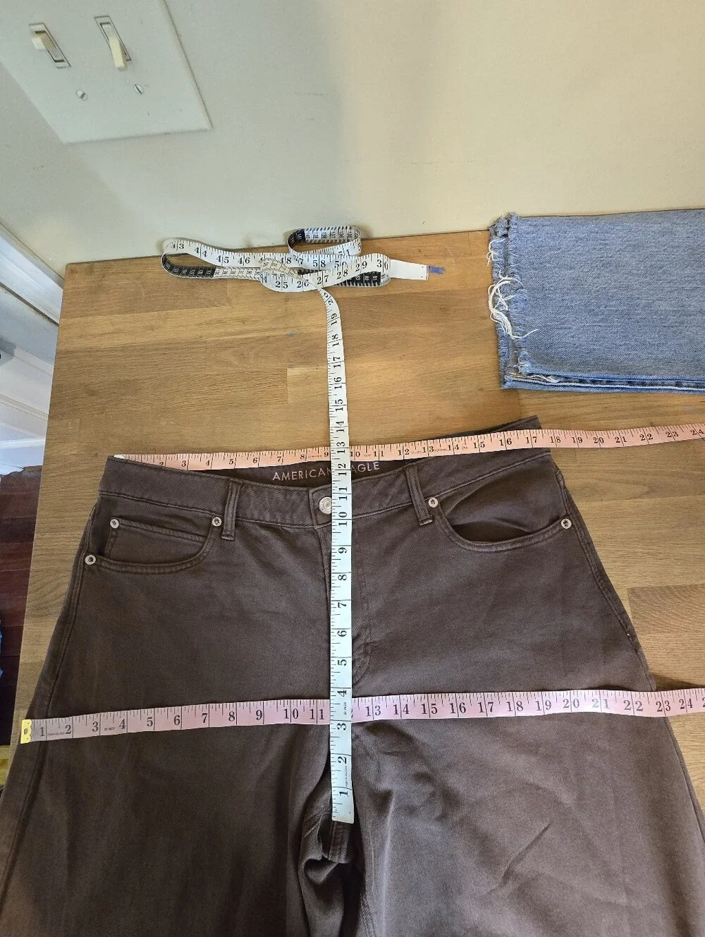 AE American Eagle Low-Rise Ultra Wide-Leg Pant Chocolate Brown 12 Regular - Picture 13 of 16